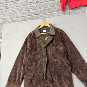 Grant Thomas Mens Brown Corduroy Field Jacket Plaid Lined Barn Coat Size Medium